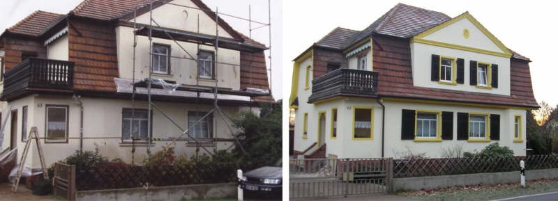 Fassadensanierung Drgenhausen vorher/nachher